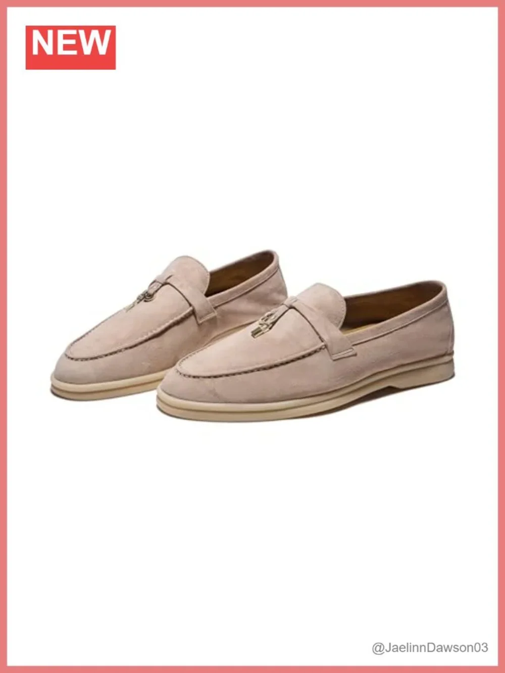 Premium Suede Leather Loafers with Charm Accents Comfort Footbed Slip-On